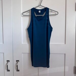 Athleta Racerback Green Tank Top Sheer Stripe Women's Size XS Yoga Workout Gym